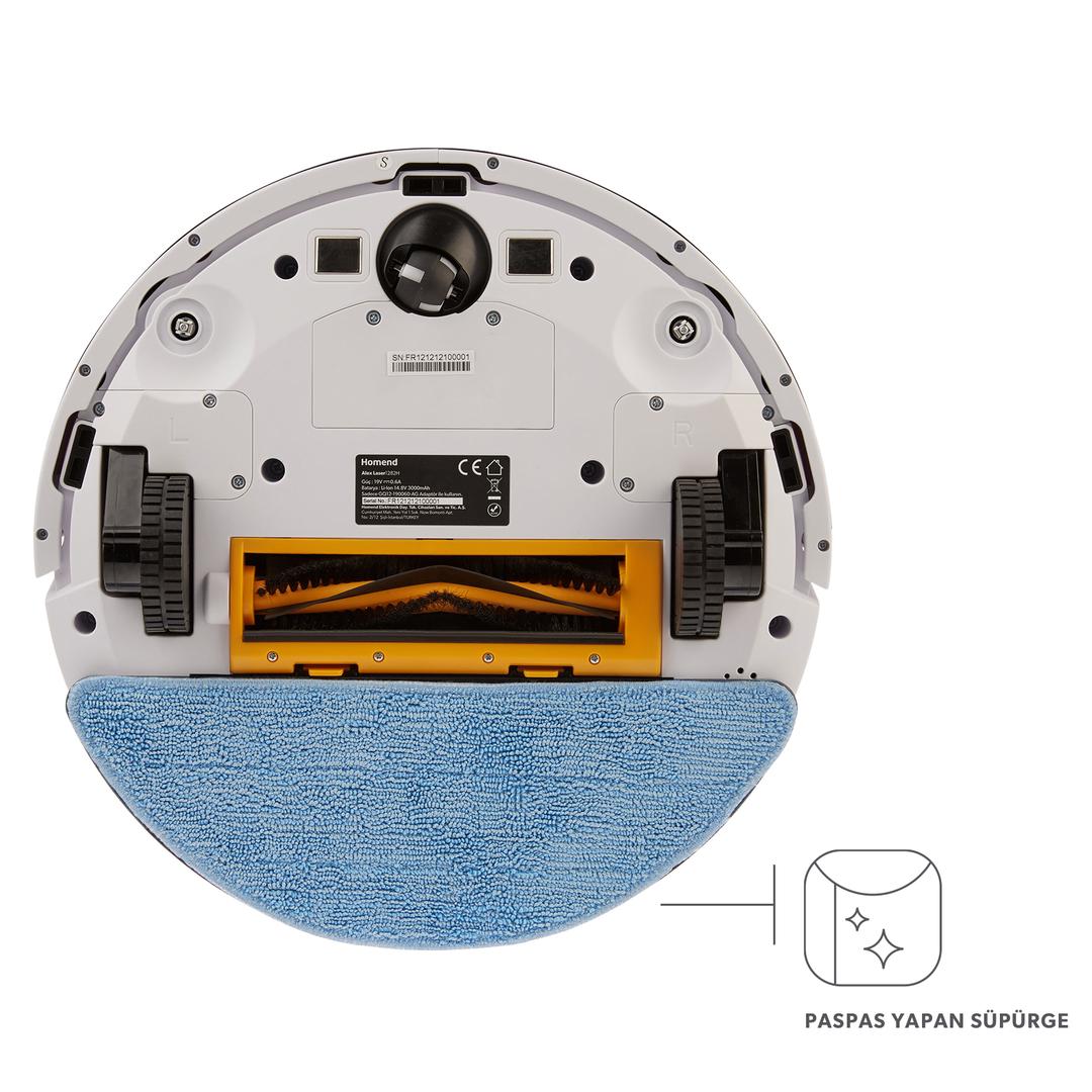  Homend Alex Laser 1281H Moplu ve Haritalamalı Akıllı Robot Süpürge - Beyaz
