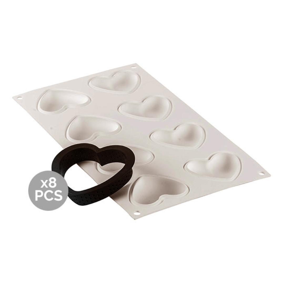 Silikomart 8'li Kit Mini Tart Petit Amour- Mini Kalp Kek Kalıbı