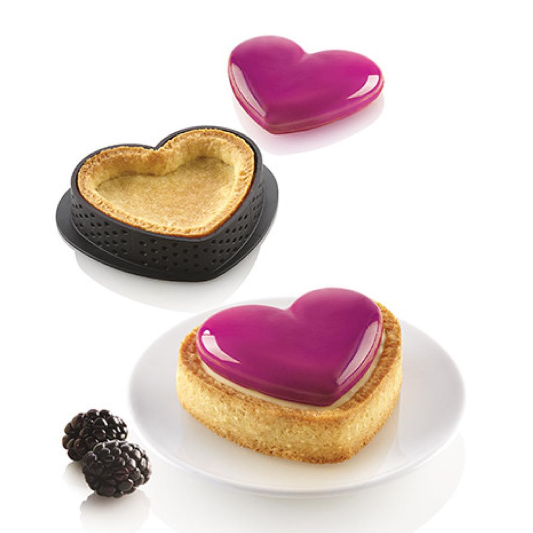 Silikomart 8'li Kit Mini Tart Petit Amour- Mini Kalp Kek Kalıbı